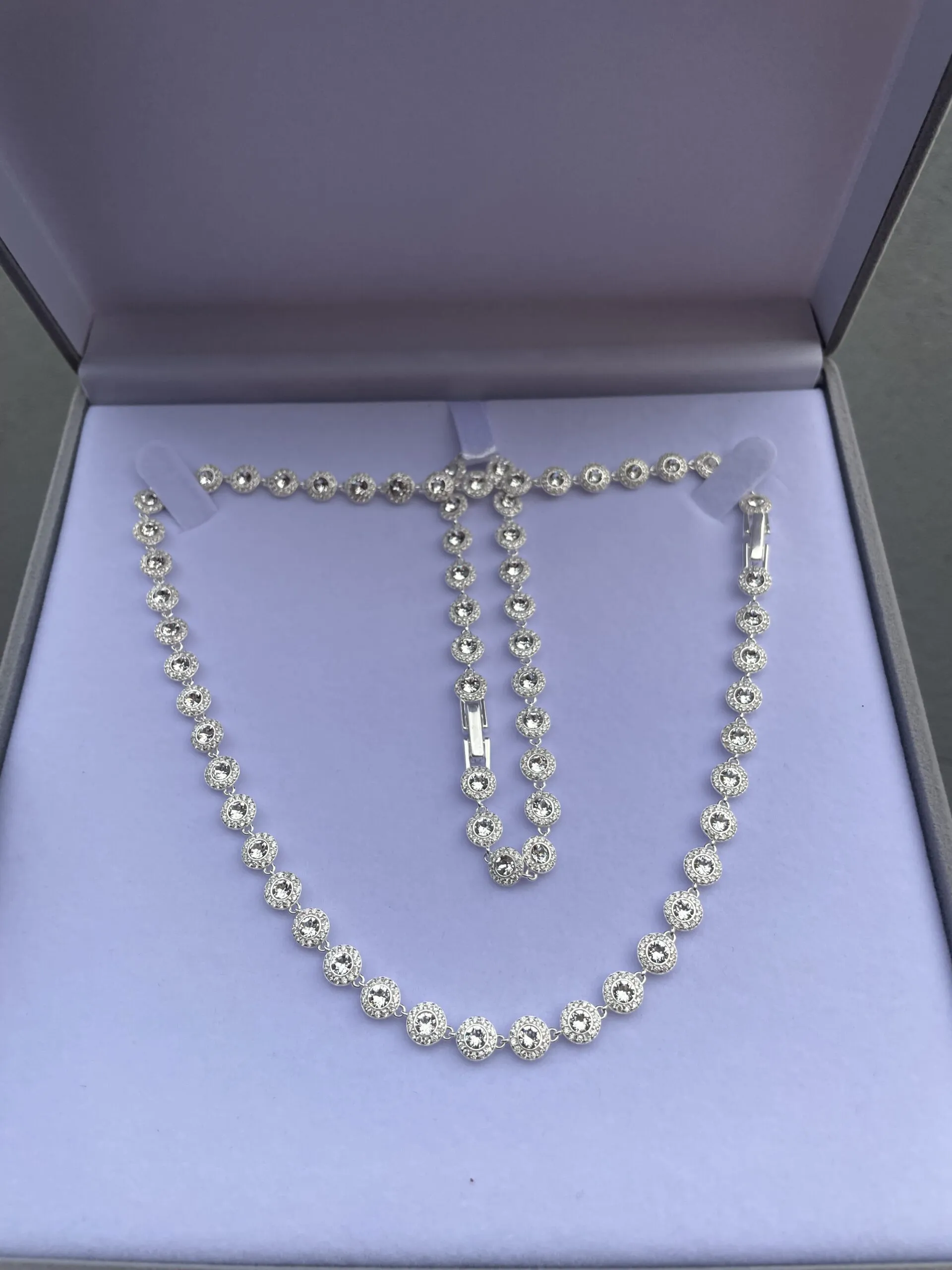 Conjunto colar e pulseira modelo Angelic Prata 925 cravejado em pedras de zircônia